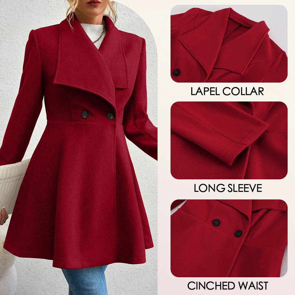 Women’s Work & Winter Coat Stylish Red Outerwear