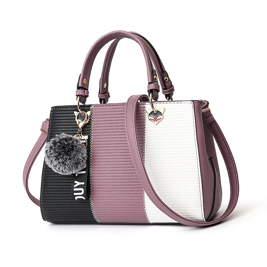 Korean Fashion trend design stripe hit color handbag shoulder bag