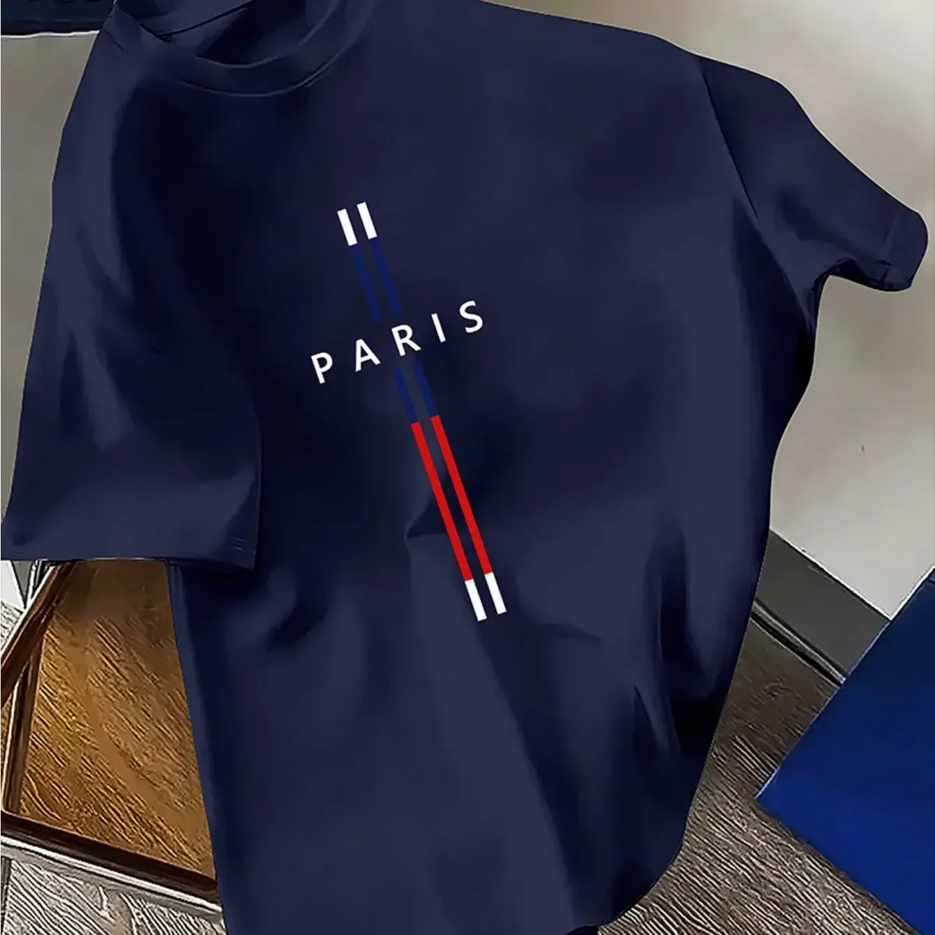 Paris Print Men’s T-Shirt Cotton, Loose Fit