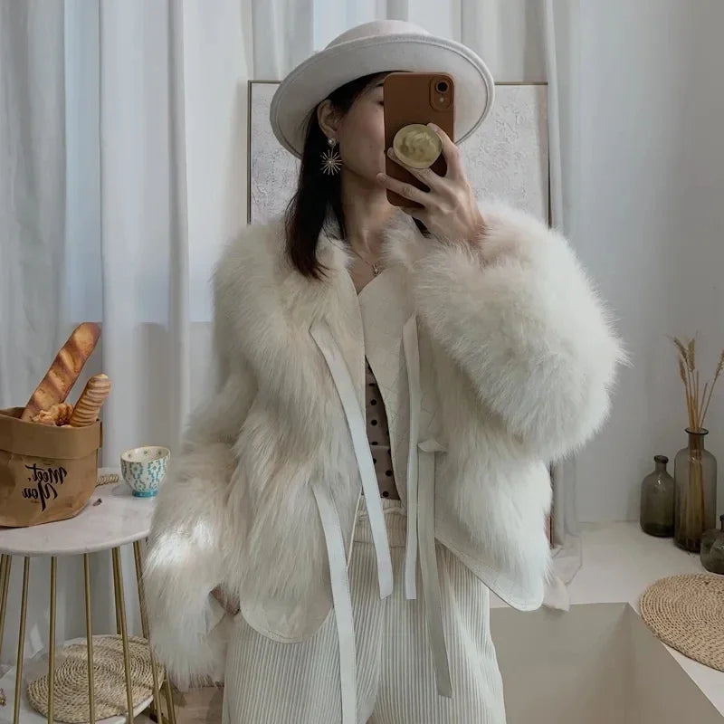 Faux Fur Coat Fashion Loose Plush Outerwear Female