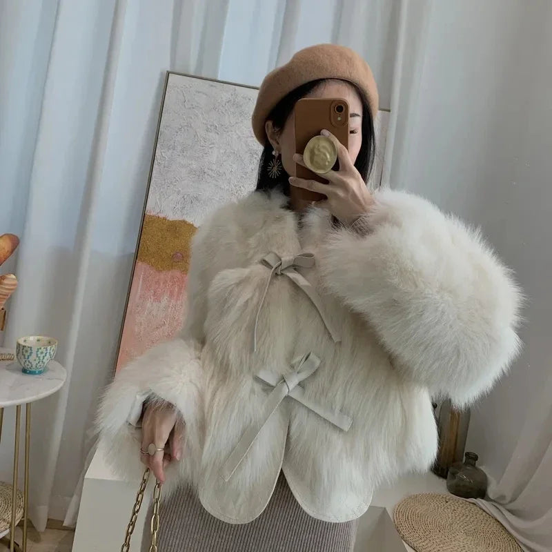 Faux Fur Coat Fashion Loose Plush Outerwear Female