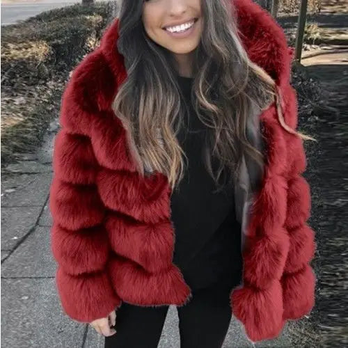 Women Luxury Faux Fur Coat Cropped Fluffy Jackets