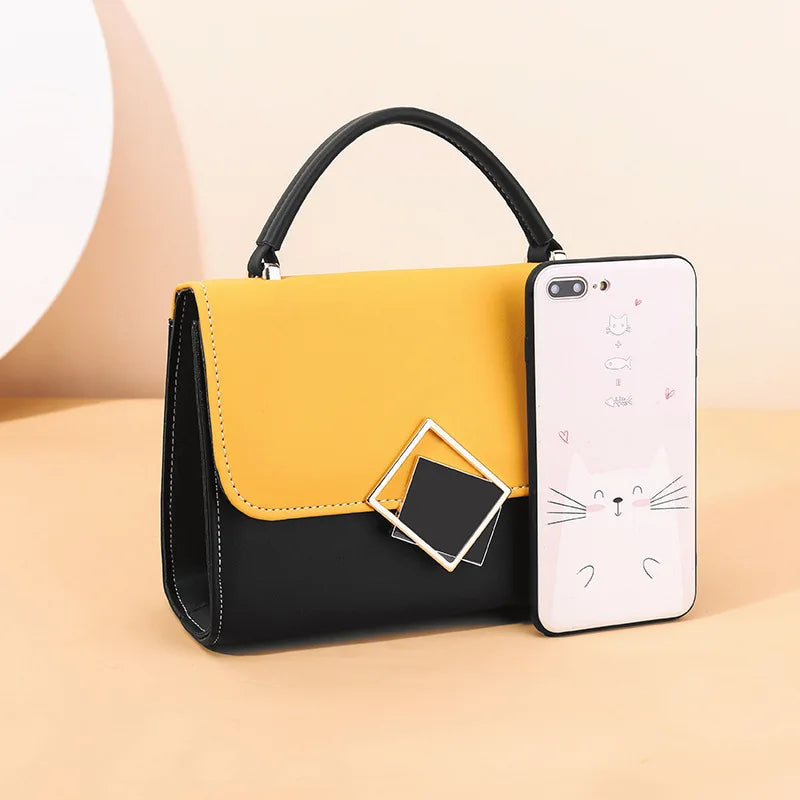 Korean style shoulder bag trend design stripe hit color handbag