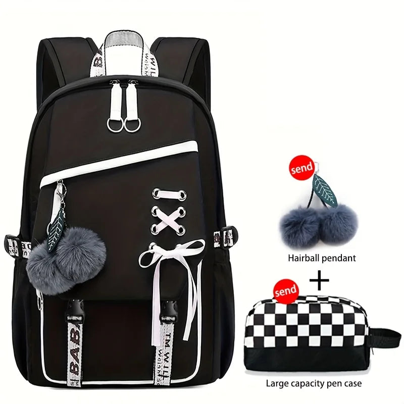 Teenagers Cute School Backpack Nylon Fabric