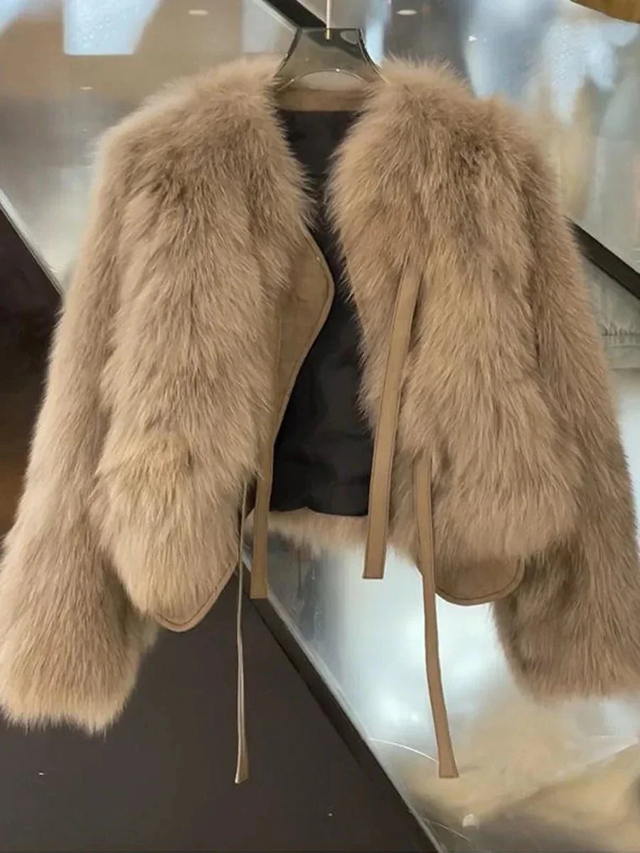 Faux Fur Coat Fashion Loose Plush Outerwear Female