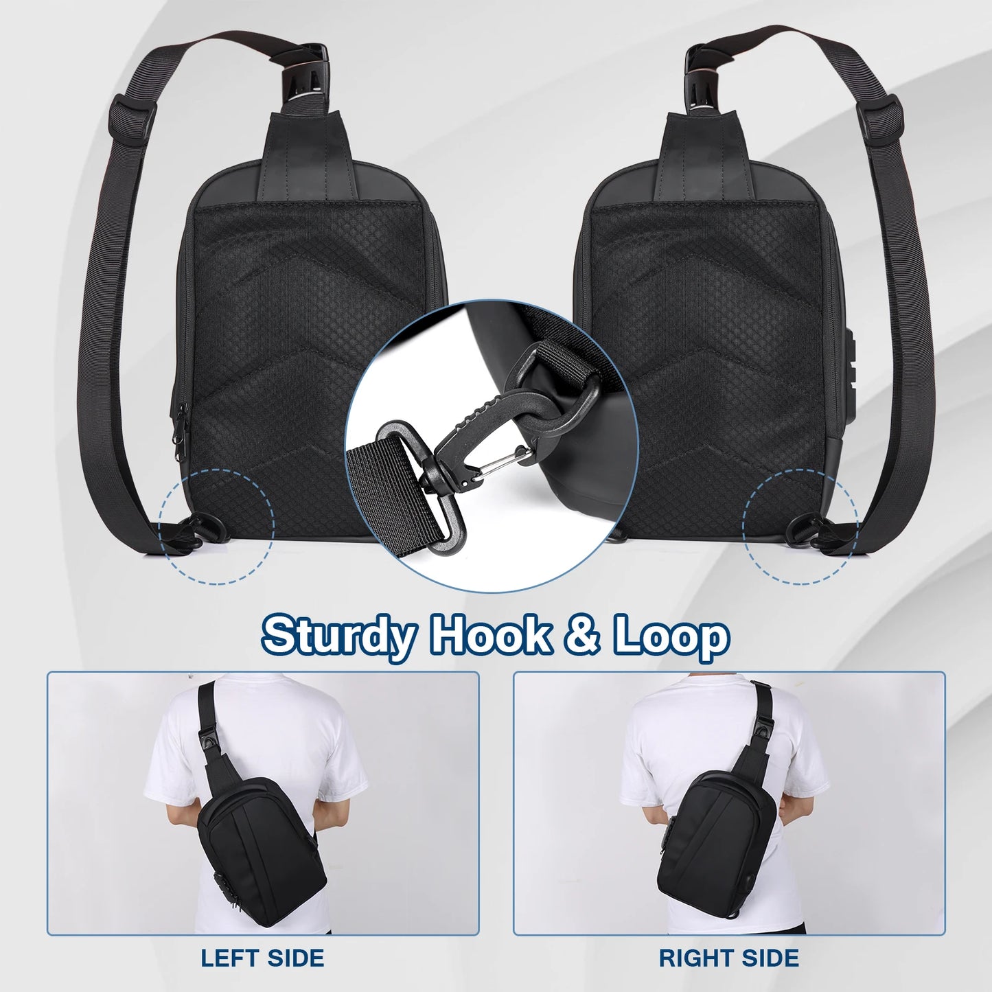 Men's  Anti-Theft Sling Bag Waterproof Usb Crossbody Bag