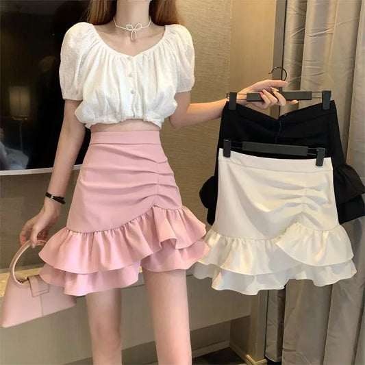 Trendy Ruffle Hem Mini Skirt