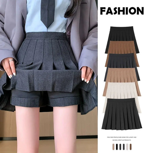 High Waist A-Line Mini Skirt Korean Preppy Side Zipper