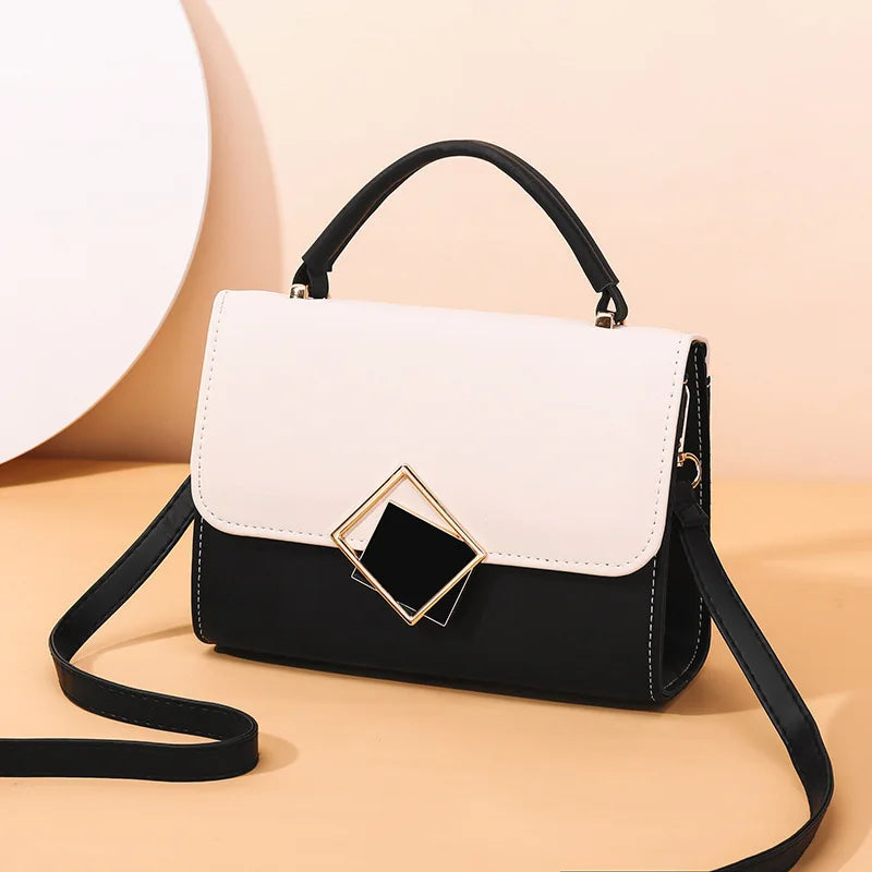Korean style shoulder bag trend design stripe hit color handbag