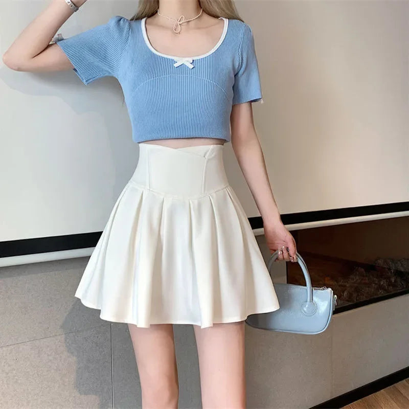 Fashion Pleated Skirt Show Leg Length Chic