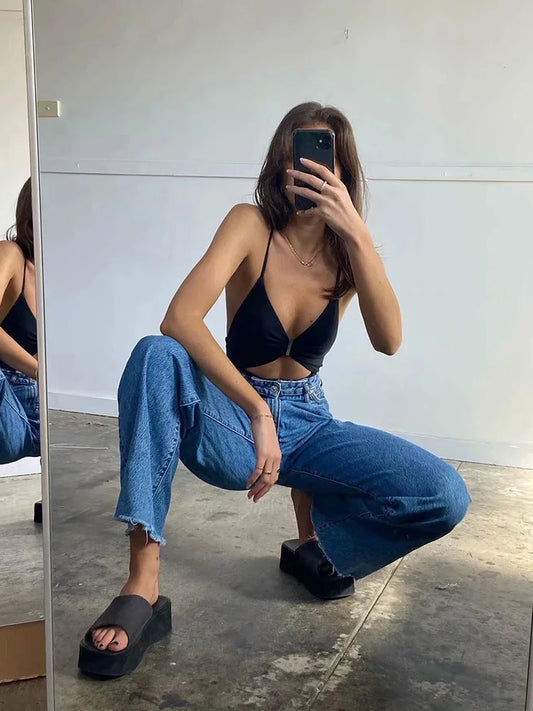 Women's Denim High Waist Baggy Jeans Fall Pants