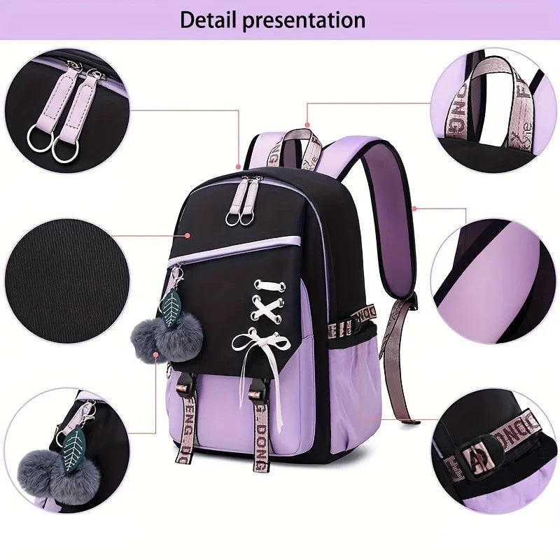 Teenagers Cute School Backpack Nylon Fabric
