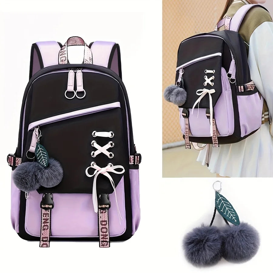Teenagers Cute School Backpack Nylon Fabric