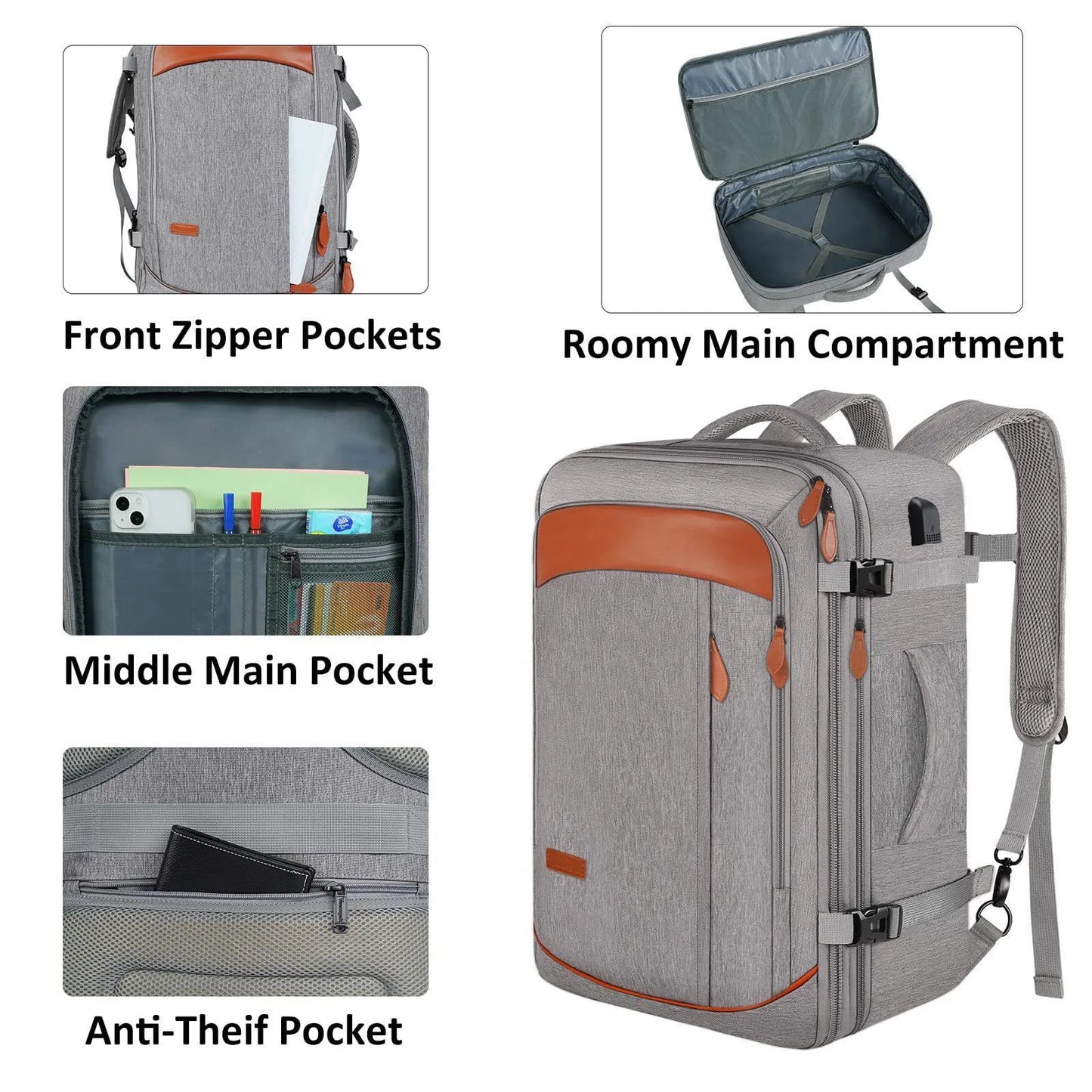 Large Capacity Expandable Travel Backpacks Water Resistant Mochila