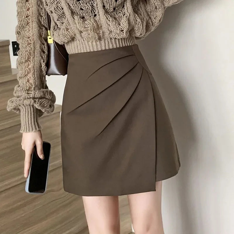 Women Fashion Office Irregular Ruffles Mini Skirts