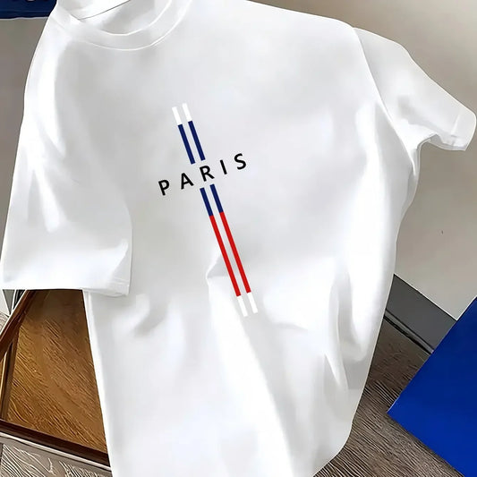 Paris Print Men’s T-Shirt Cotton, Loose Fit