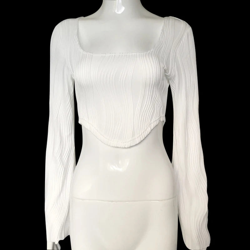 Trendy Hanky Hem Long Sleeve Crop top