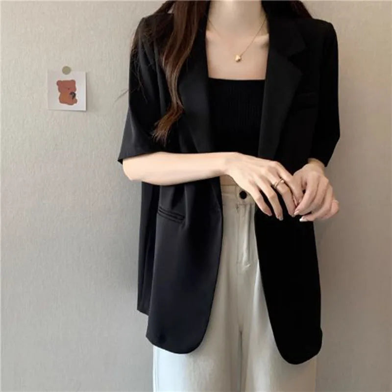 2025 Korean Summer Blazer Loose Short Sleeve Chic