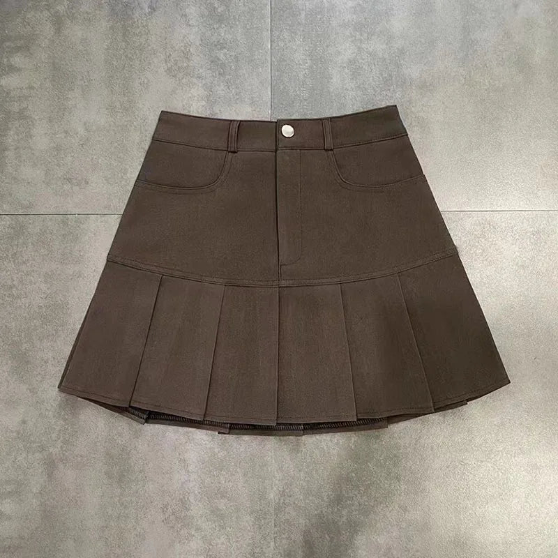 Korean Fashion Pleated Mini Skirt High Waist Chic