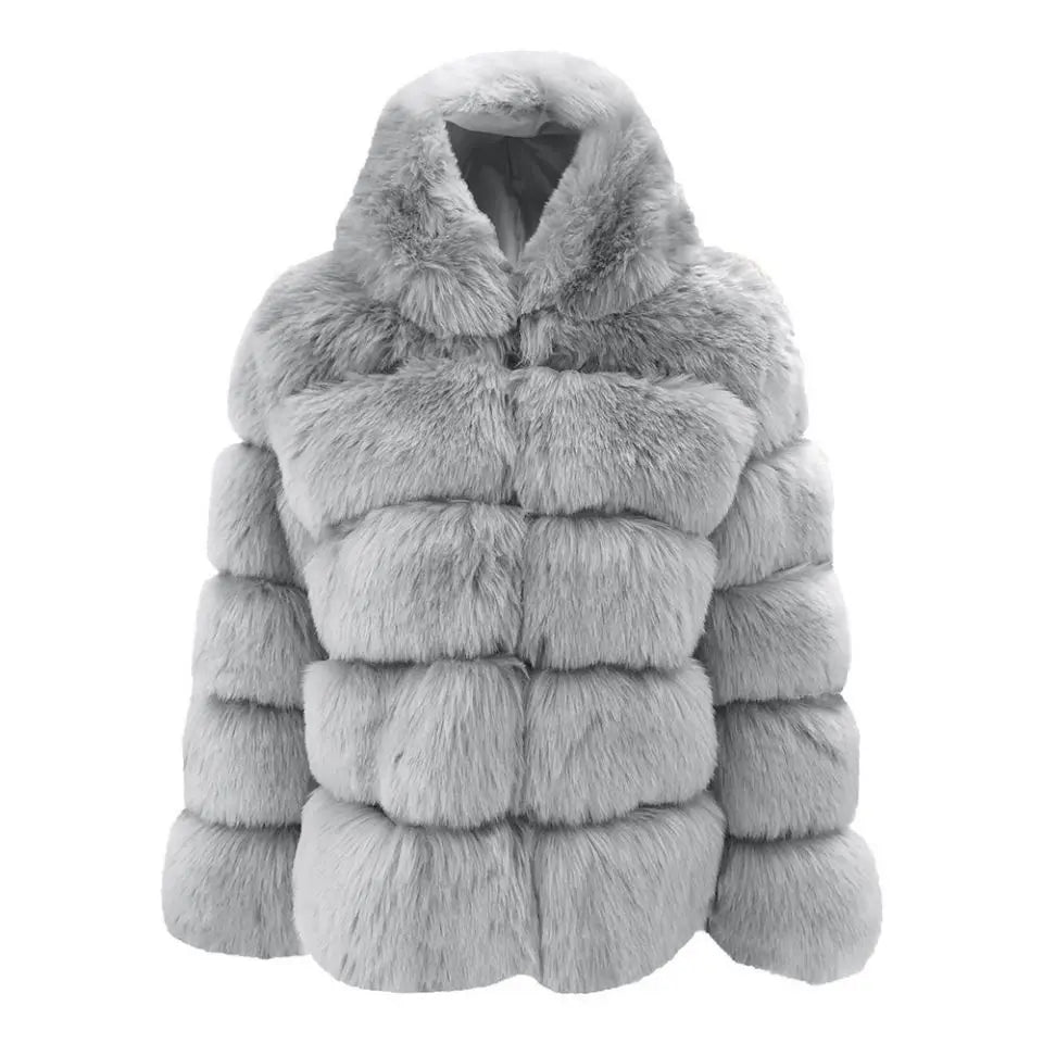 Women Luxury Faux Fur Coat Cropped Fluffy Jackets