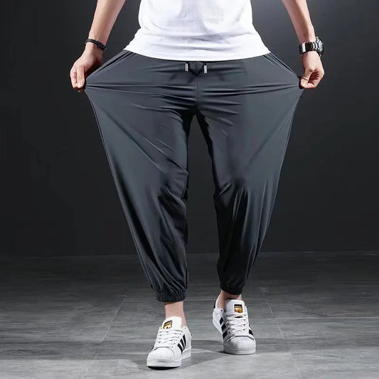 Quick-drying Ice Silk Ultra-thin Elastic Nine-point loose Pants