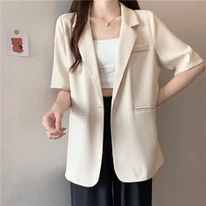 2025 Korean Summer Blazer Loose Short Sleeve Chic