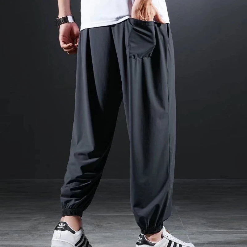Quick-drying Ice Silk Ultra-thin Elastic Nine-point loose Pants