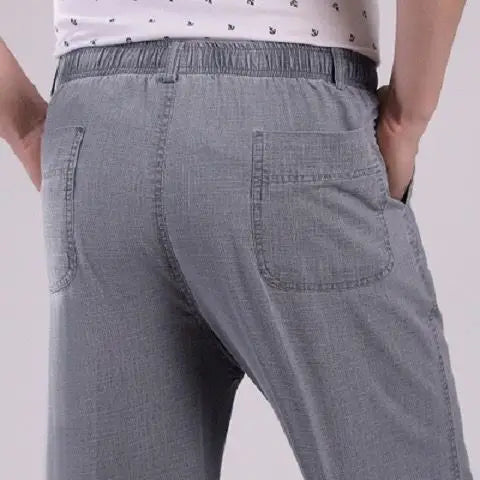 Mens Cotton Linen Summer Thin Straight Pants