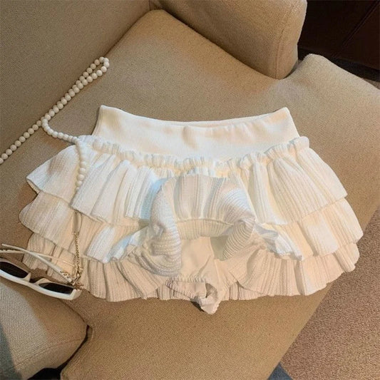 Sweet Puffy Ruched Mini Skirt