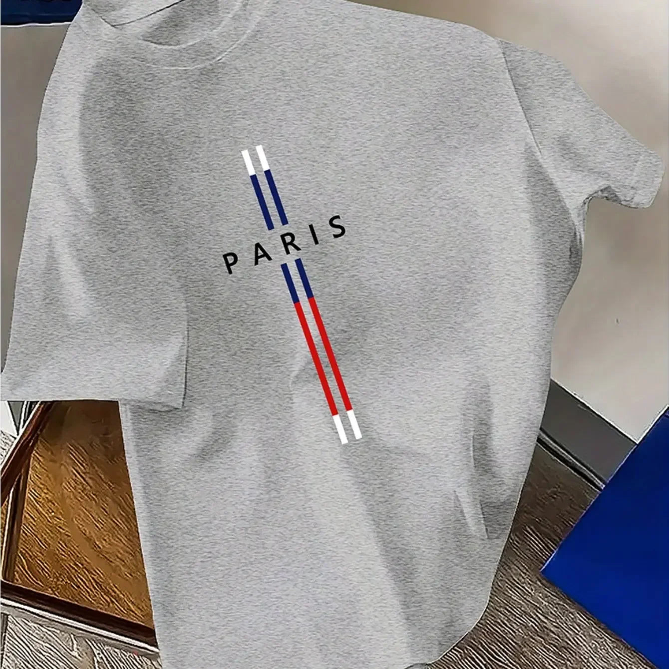 Paris Print Men’s T-Shirt Cotton, Loose Fit