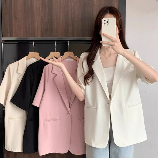 2025 Korean Summer Blazer Loose Short Sleeve Chic