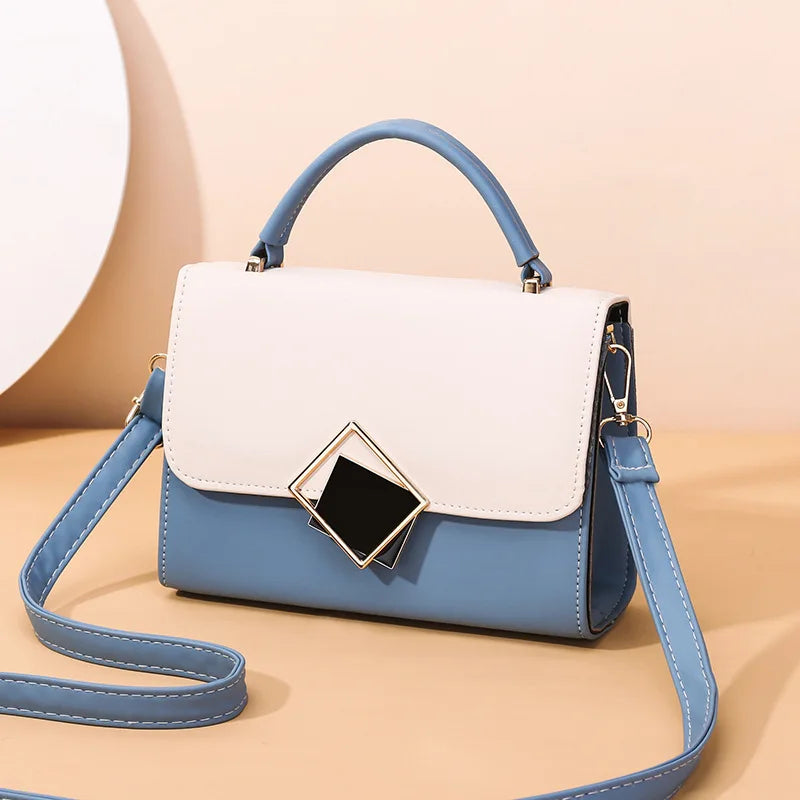 Korean style shoulder bag trend design stripe hit color handbag