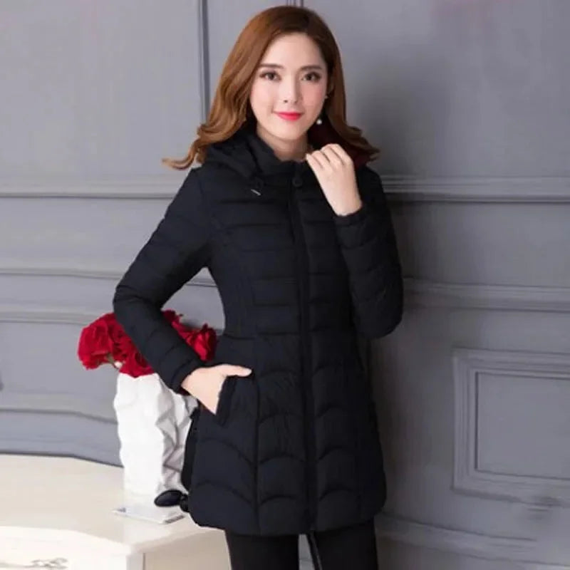 Winter Coat Slim Down Cotton Hooded Jacket Warm Thick Outwear Parka