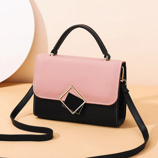 Korean style shoulder bag trend design stripe hit color handbag