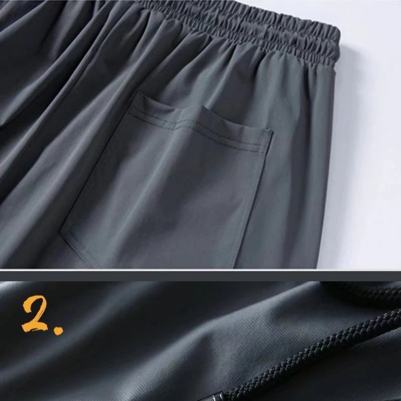 Quick-drying Ice Silk Ultra-thin Elastic Nine-point loose Pants