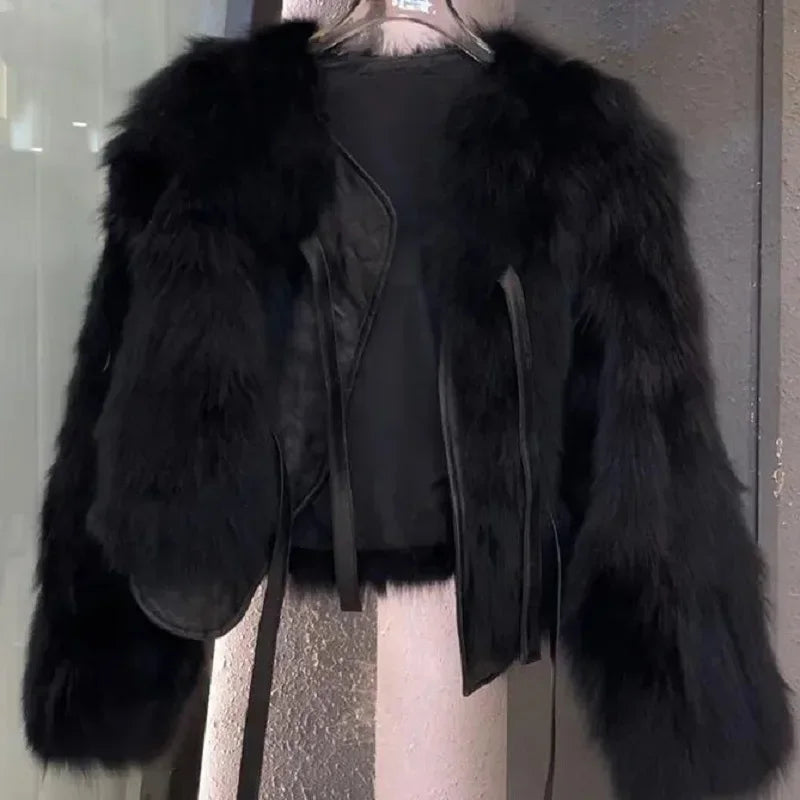Faux Fur Coat Fashion Loose Plush Outerwear Female