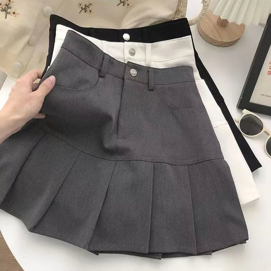 Korean Fashion Pleated Mini Skirt High Waist Chic