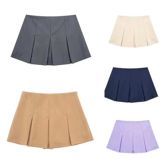 Casual Pleated Skirt Women Fashion Streetwear