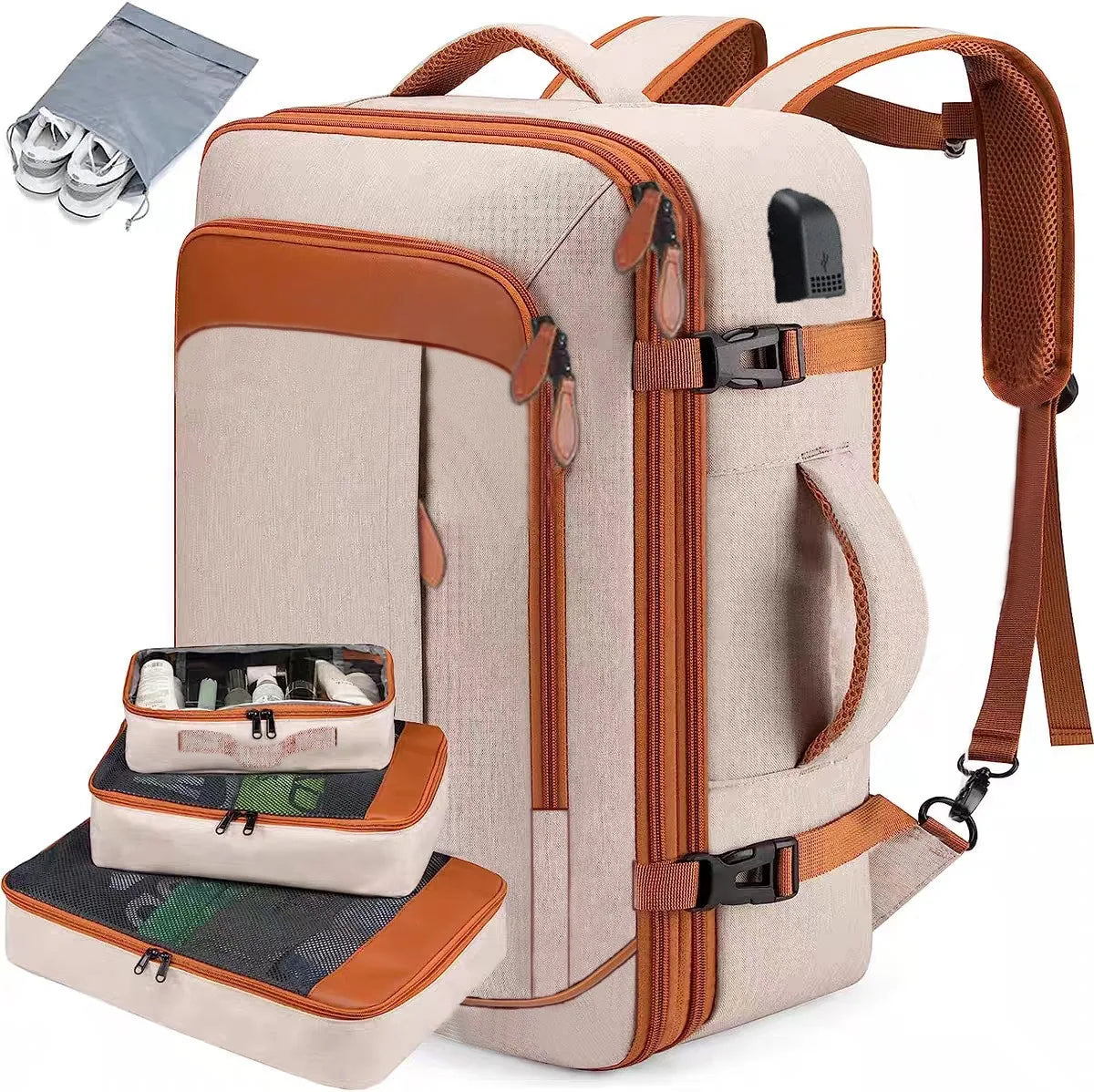Large Capacity Expandable Travel Backpacks Water Resistant Mochila