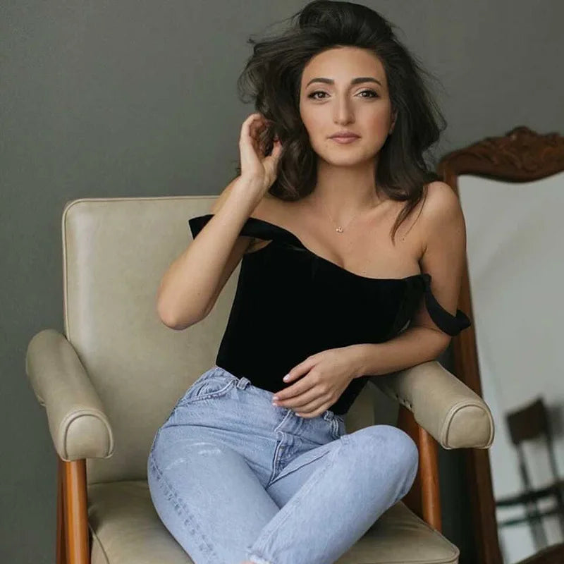 Satin Off Shoulder Bustier Corset Crop Tops Women