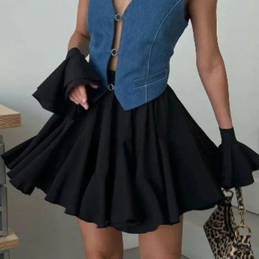 Summer Elegant Fluffy High Waist A-Line Skirts for Women