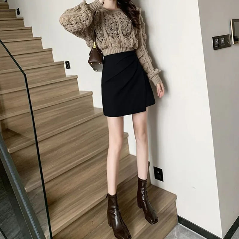 Women Fashion Office Irregular Ruffles Mini Skirts