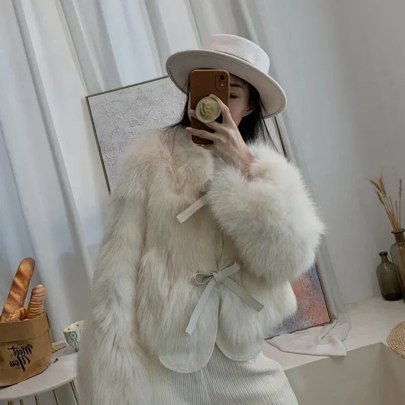 Faux Fur Coat Fashion Loose Plush Outerwear Female