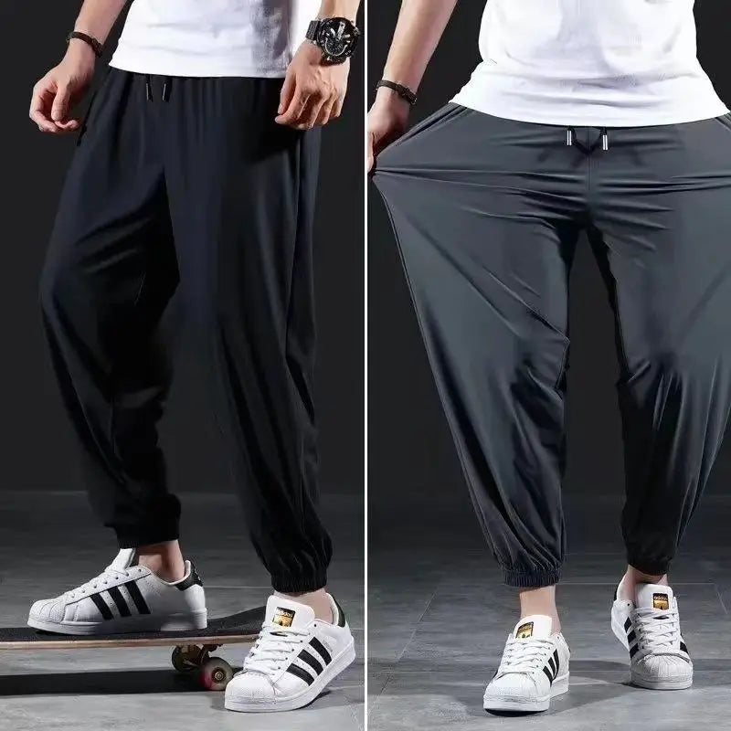 Quick-drying Ice Silk Ultra-thin Elastic Nine-point loose Pants