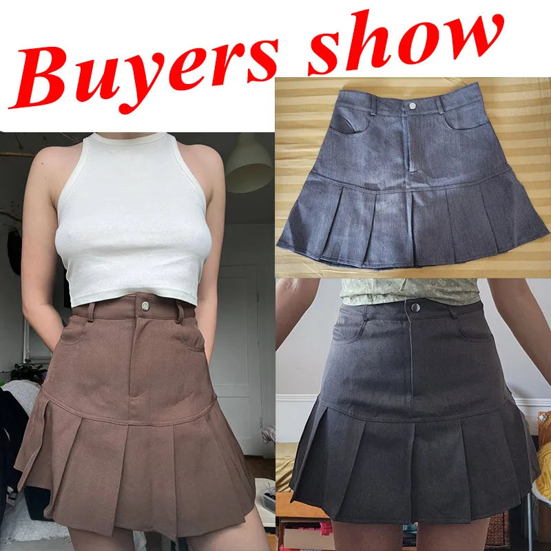 Korean Fashion Pleated Mini Skirt High Waist Chic