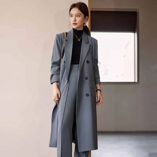 Korean Style Chic Long Blazer Coat
