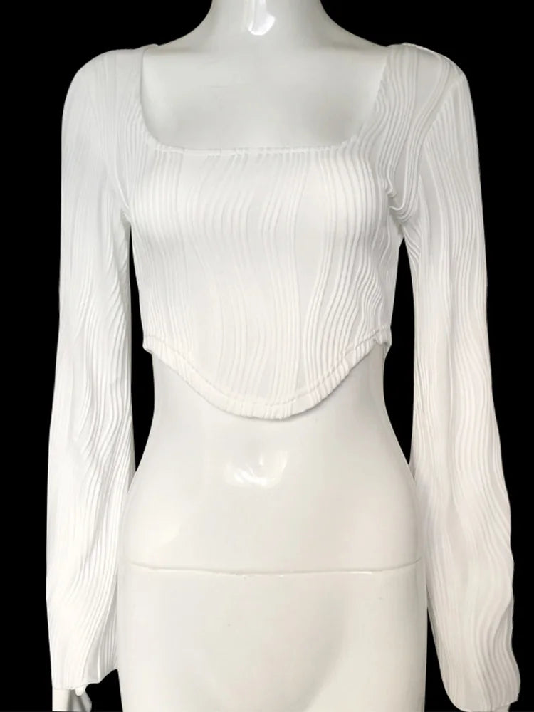 Trendy Hanky Hem Long Sleeve Crop top