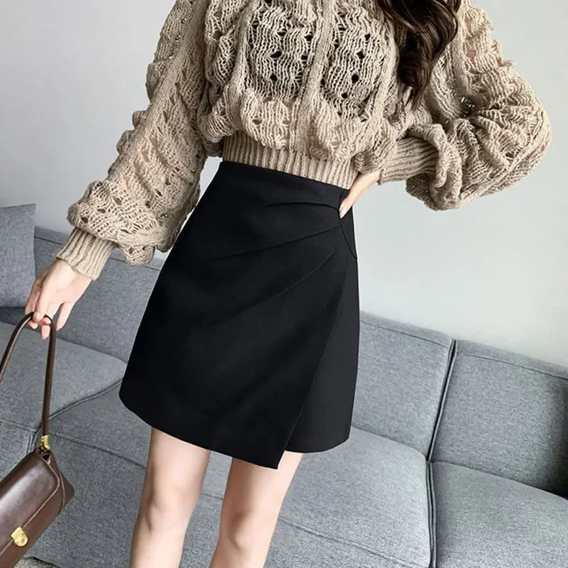 Women Fashion Office Irregular Ruffles Mini Skirts