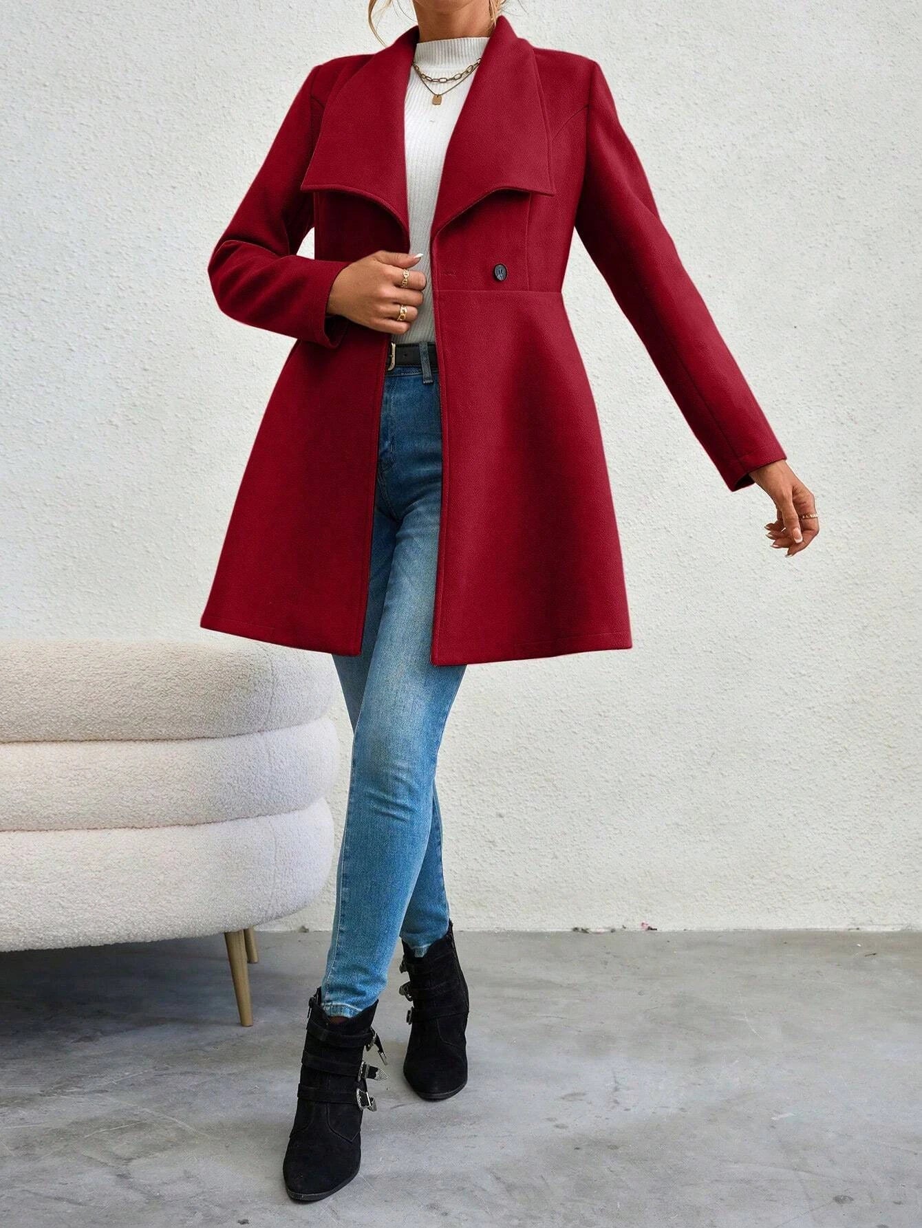 Women’s Work & Winter Coat Stylish Red Outerwear