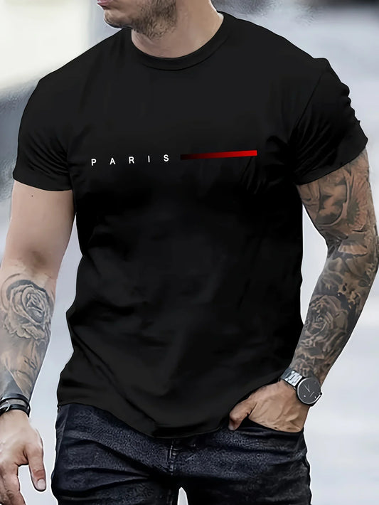 Creative Letter Print Tee Men’s Summer Top